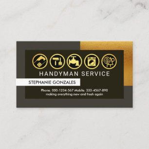 Stylish Grey Gold Frame Handyman Business Card