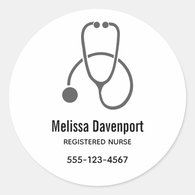 Stylish Grey  Illustration on Black Classic Round  Sticker (Front)