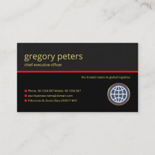 Stylish Grey Layers Red Line CEO Founder Business Card