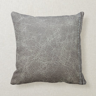 Stylish Grey Leather Look Cushion