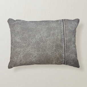 Stylish Grey Leather Look Decorative Cushion