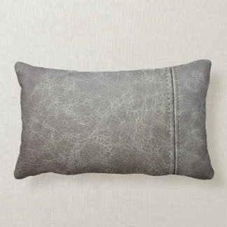 Stylish Grey Leather Look Lumbar Cushion