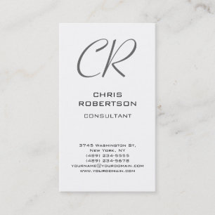 Stylish Grey Monogram Black White Business Card