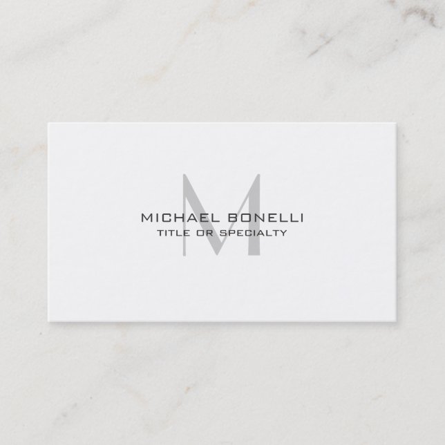 Stylish Grey Monogram Standard Business Card (Front)