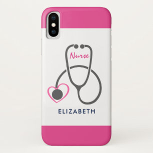 Stylish Grey Nursing Stethescope Illustration iPhone X Case