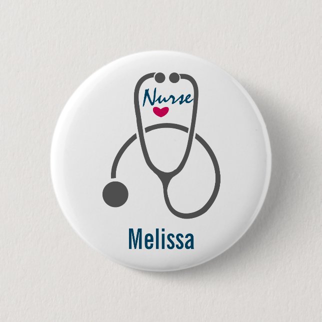 Stylish Grey Nursing Stethoscope Illustration 6 Cm Round Badge (Front)