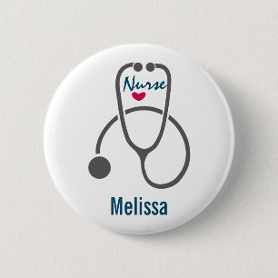 Stylish Grey Nursing Stethoscope Illustration 6 Cm Round Badge