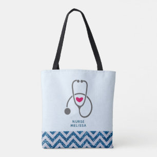 Stylish Grey Nursing Stethoscope Illustration Tote Bag