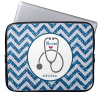Stylish Grey Nursing Stethoscope on Blue Chevron