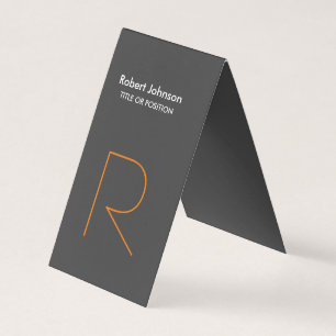 Stylish Grey Orange White Monogram Business Card
