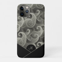Stylish Grey Paisley Pattern with Monogram