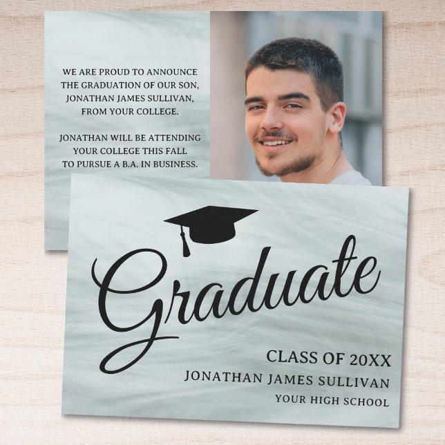 Stylish Grey Photo Graduation Announcement (Creator Uploaded)