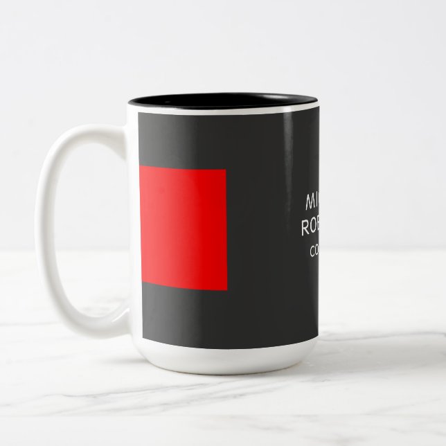 Stylish Grey Red Minimalist Modern Two-Tone Coffee Mug (Left)