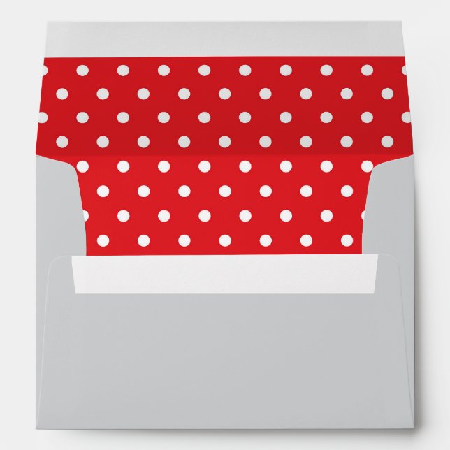Stylish Grey & Red Polka Dots Christmas Envelopes (Back (Bottom))