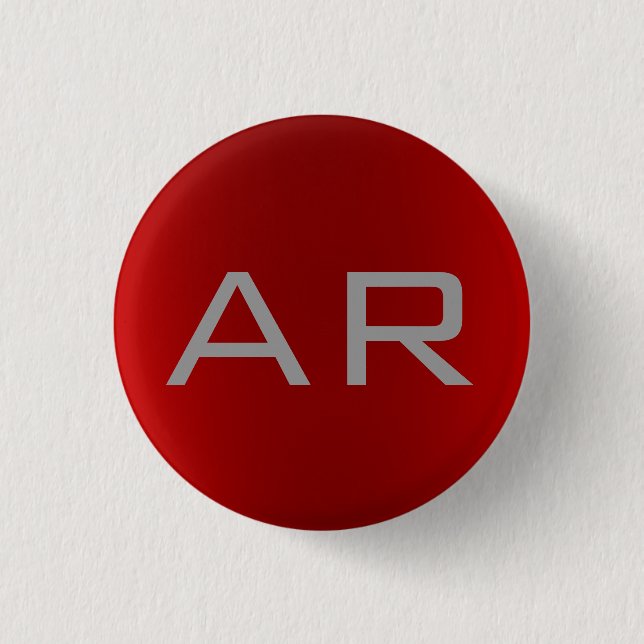 Stylish Grey Red Trendy Monogram 3 Cm Round Badge (Front)