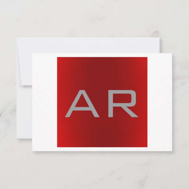 Stylish Grey Red Trendy Monogram Invitation (Front)
