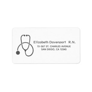 Stylish Grey Stethoscope Illustration on White Label