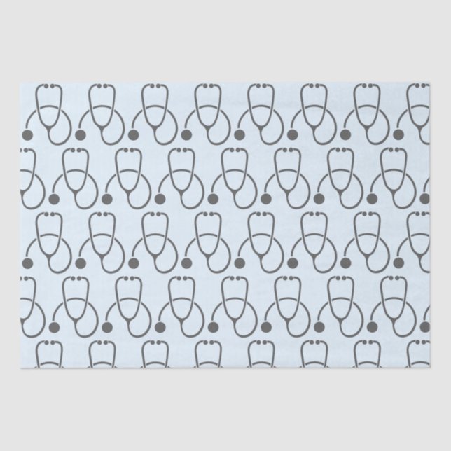 Stylish Grey Stethoscope Pattern Tissue Paper (Front)