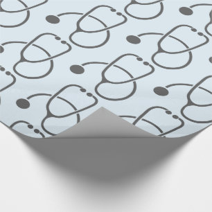 Stylish Grey Stethoscope Pattern Wrapping Paper