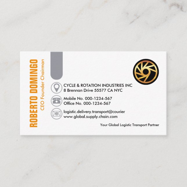 Stylish Grey Tab Icons CEO Founder Business Card (Front)