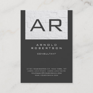 Stylish Grey Wall Brick Monogram Business Card