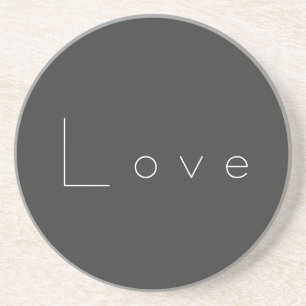 Stylish Grey White Love Wedding Coaster