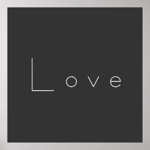 Stylish Grey White Love Wedding Poster