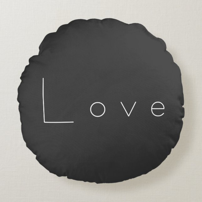 Stylish Grey White Love Wedding Round Cushion (Front)