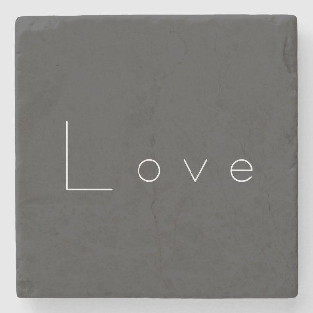 Stylish Grey White Love Wedding Stone Coaster (Front)