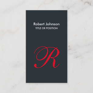 Stylish Greyish Blue Red Monogram Business Card
