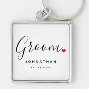 Stylish Groom Wedding Key Ring
