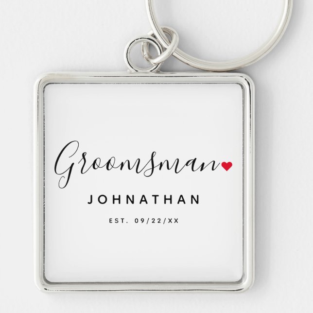 Stylish Groomsman Wedding Key Ring (Front)