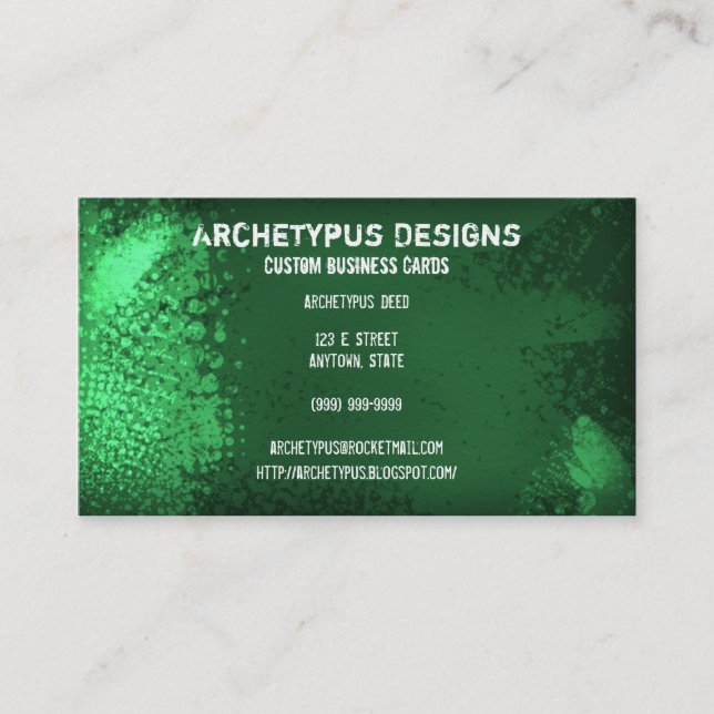 Stylish Grunge - Green Business Card (Front)