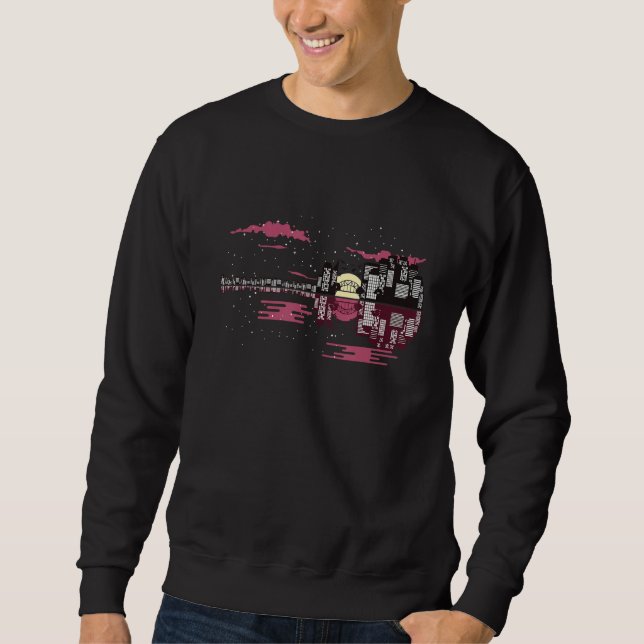 Stylish guitar city graphic sweatshirt (Front)