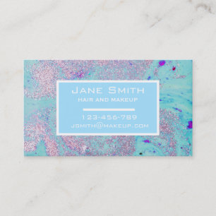 Stylish hair and make up pink and blue business card
