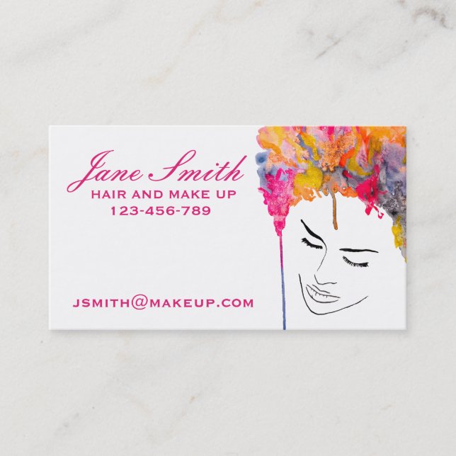 Stylish hair and make up stylist business card (Front)