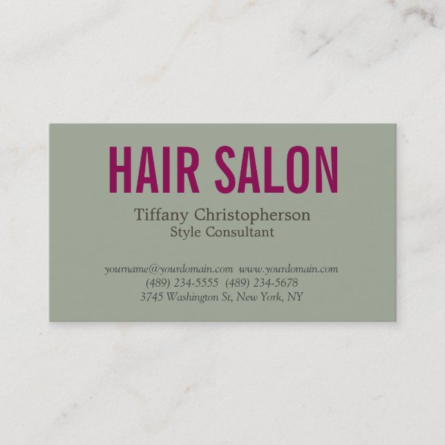 Stylish Hair Salon Style Consultant Attractive Business Card (Front)