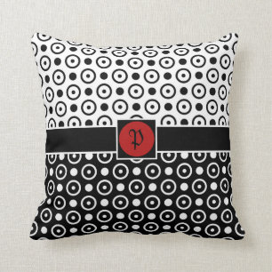 Stylish Half Black Half White polka dots Cushion