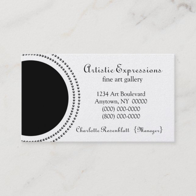Stylish Half Circles Business Card, Black Card (Front)