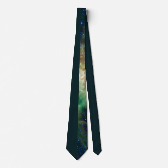 Stylish Half Dark Green Galaxy Neck Tie (Front)