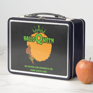 Stylish HALLOQWEEN Afro Queen Halloween Metal Lunch Box