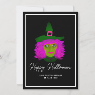 Stylish Halloween Witch Script Signature Greeting Holiday Card