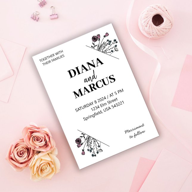 Stylish Hand Draw flowers Invitation (Creator Uploaded)