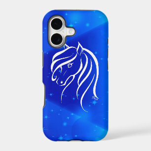 Stylish Hand Drawn Blue Galaxy Horse Phone Case