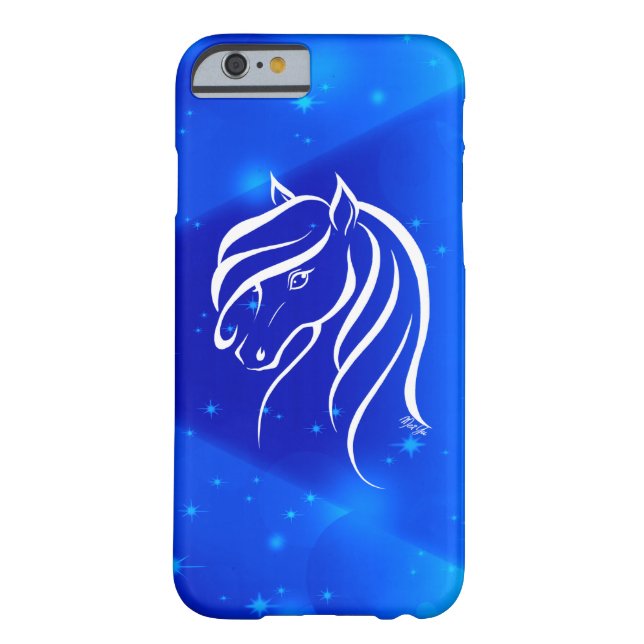 Stylish Hand Drawn Blue Galaxy Horse Phone Case (Back)