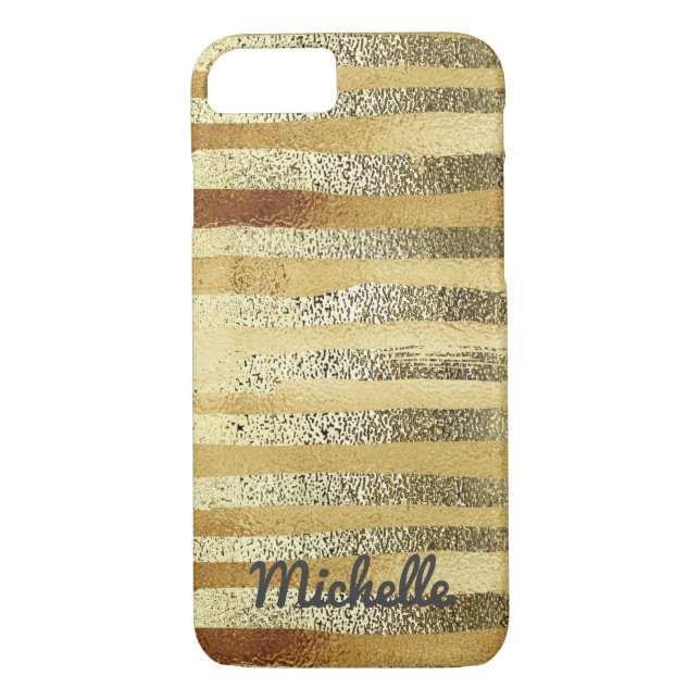 Stylish hand drawn gold striped personalised Case-Mate iPhone case (Back)