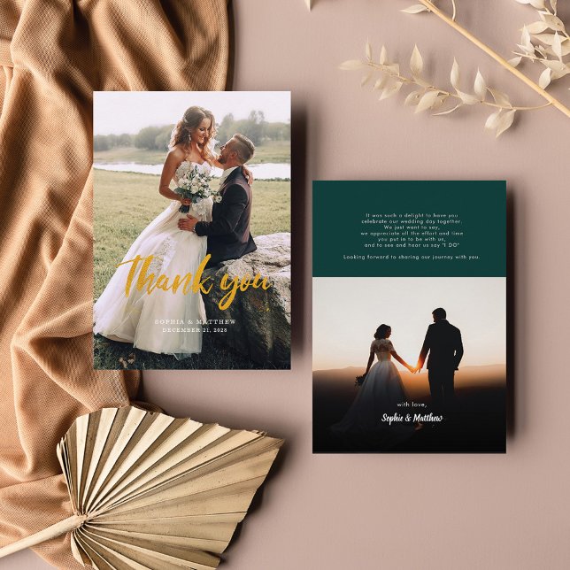 Stylish Hand-Lettered Wedding Photo Thank You Card (Creator Uploaded)
