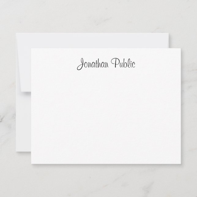 Stylish Hand Script Name Text Personalised Flat Card (Front)