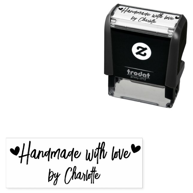 Stylish Handmade With Love Script Self-inking Stamp (In Situ)