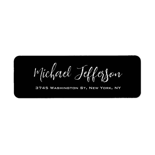Stylish Handwriting Creative Trendy Black & White Return Address Label (Front)
